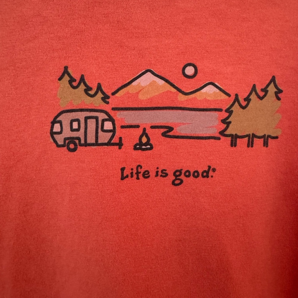 Life is Good camping theme women’s tee